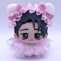 ヘッドドレス フリルドレス ぬい服 ちびぐるみ ピンク 猫耳