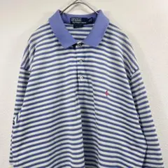 USA古着 Ralph Lauren ラルフローレン ボーダー ポロシャツ 水色