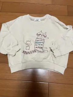 Grin Lab 90 トレーナー 猫プリント　長袖　トップス　ベージュ