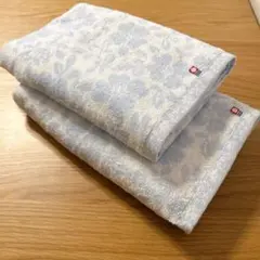 ブルー　花柄　今治タオル　大判バスタオル　2枚セット