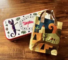 KALDI伝説柄ミニミニエコバッグ&トカゲ缶 カカオの森 ペンケース