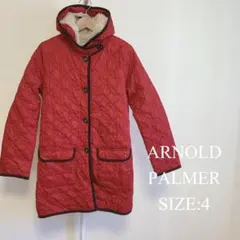 【美品】 ARNOLD PALMER レディース ロングコート ボア 防寒着 赤