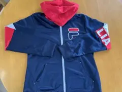 【美品】FILA フード付きジャケット ネイビー/レッド　ジャージ　Lサイズ