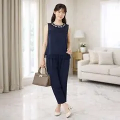 RUIRUE BOUTIQUE セットアップ ビジュー 紺 M フォーマル