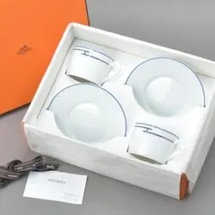 新品 HERMES リズム カップ＆ソーサー 2客セット ブルー ホワイト 