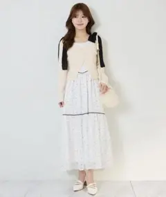 ナイスクラップ / カーディガンセット配色ワンピース