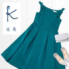 ❣️最安値❣️組曲 パーティー リボン付 グリーンドレス M 結婚式