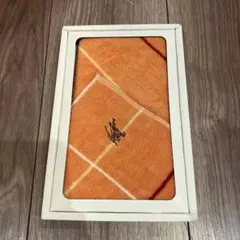 バーバリーロンドン　オレンジ　チェック柄　タオルハンカチ　新品