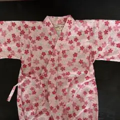 【美品】ベビー甚平 ロンパース 80サイズ 桜柄 ピンク系