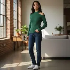 新品 INGNI イング Mワンショルダー オフショルリブ トップス グリーン