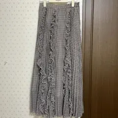 ワンダフルワールド 綿ローン 白×黒 チェック 段々被せ フリル