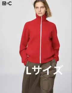 UNIQLO C ミラノリブフルジップカーディガン 15 RED L