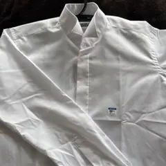 ホワイトコットンスタンドカラーシャツ M