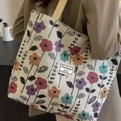 迅速発送！　両面デザイン　トートバッグ　花柄　① ショルダーバッグ　大容量