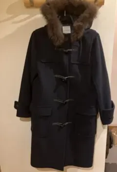 ネイビー ダッフルコート ファー付き