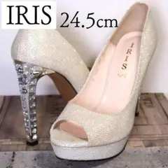 IRIS 24.5 ブライダルシューズ ラメ ビジュー デザインヒール パンプスのサムネイル