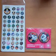 ディズニーシール.ミッキー & ミニー ピンバッジ セット