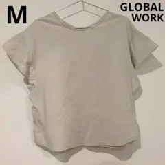 【М】快適袖フリル2WAYプルオーバー GLOBALWORK ライトグレー 半袖