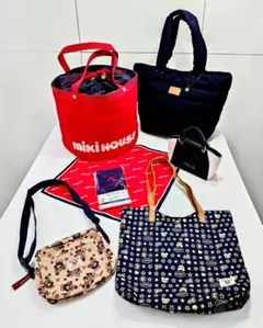 MIKI HOUSE　バッグ　７点セット　親子　ミキハウス　LBC　レッド　紺のサムネイル