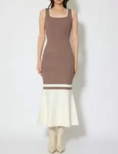 rienda　バイカラーニットワンピース　前後2way