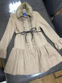 BURBERRY BLUE LABEL ベージュ コート 36 フリル ファー