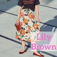 Lily Brown 花柄ミディ丈フレアスカート 多色