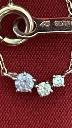 4℃ シルバー 3石ネックレス　ゴールドコーティング