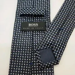 美品　ボス　boss　ネクタイ　ネイビー　ドット　イタリア製