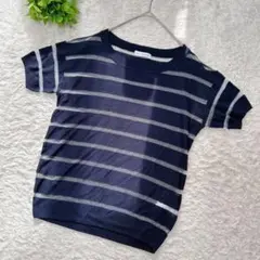 美品♡ 【a.v.v standard】 半袖 ニット (S) 紺 ボーダー