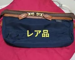 HARVEST ネイビー 肩紐付きジッパーバッグ 当時物レア品