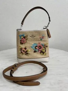 COACH フラワー刺繍 ショルダーバッグ