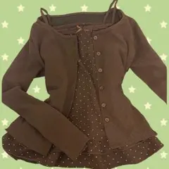 森ガール　ドットキャミ　カーディガン　2個セット