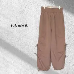 nemne ネンネ サイドリボン カーゴ ワークパンツ ウエストゴム ドロスト