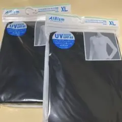 ユニクロ　シルクブレンド　エアリズム UVカット クルーネック XL黒　2枚新品