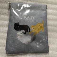 KALDI　カルディ　ぱっちんポーチ　猫　ブルーのサムネイル