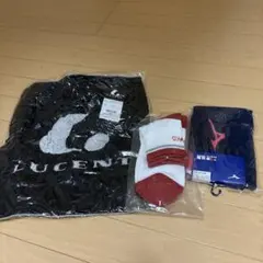 LUCENT スポーツソックス ホワイトレッド ハンドタオル ミズノハンドタオル