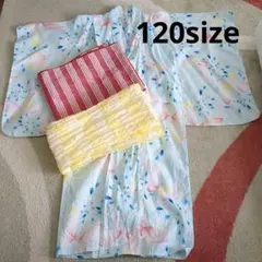 子供用浴衣 水色 女の子 120㎝ 帯付き 帯2本
