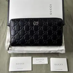 極美品 GUCCI 長財布 ラウンドファスナー マイクロシマ 紺色 01 - メルカリ