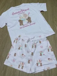 ジェラートピケ 接触冷感アイスクリームベアワンポイントTシャツ&ショートパンツ