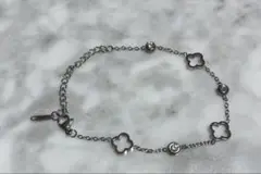 ステンレス モチーフ ストーン付き チェーン ブレスレット シルバー