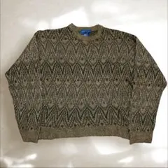 90s TOWNCRAFT タウンクラフト　総柄　アクリルニット　セーター