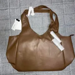 新品　 REBORN ブラウン 合成皮革 ハンドバッグ　カジュアル　シンプル