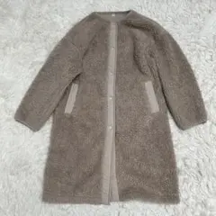 ✴︎ UNIQLO ユニクロ　ボアフリースノーカラーコート　ベージュ系　Lサイズ