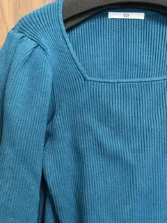 SLY ターコイズ リブニット 長袖
