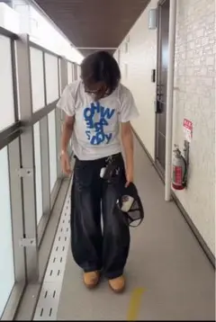 ダークブルーワイドデニムパンツ