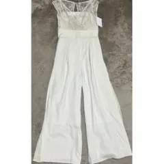 新品　マーキュリーデュオ　サイドプリーツドッキングロンパース　パンツ　アイボリー