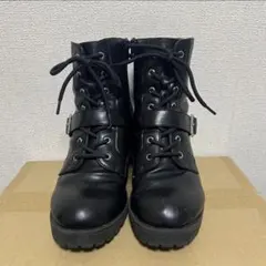 あしながおじさん　レースアップブーツ　黒　LLサイズ