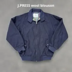 ジェイプレス　ウール ハリントン ジャケット　ブルゾン　G9　裏チェック 紺