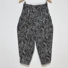 ハイウエスト レオパード柄 白黒 ワイドパンツ 春夏 ポケット付き ゆったり