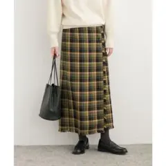 アーバンリサーチドアーズ フリンジチェックラップストレートスカート 美品